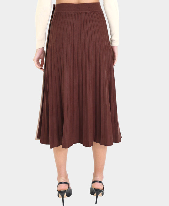 Knit Pleated Skirt w/ Contrast Stripe view 