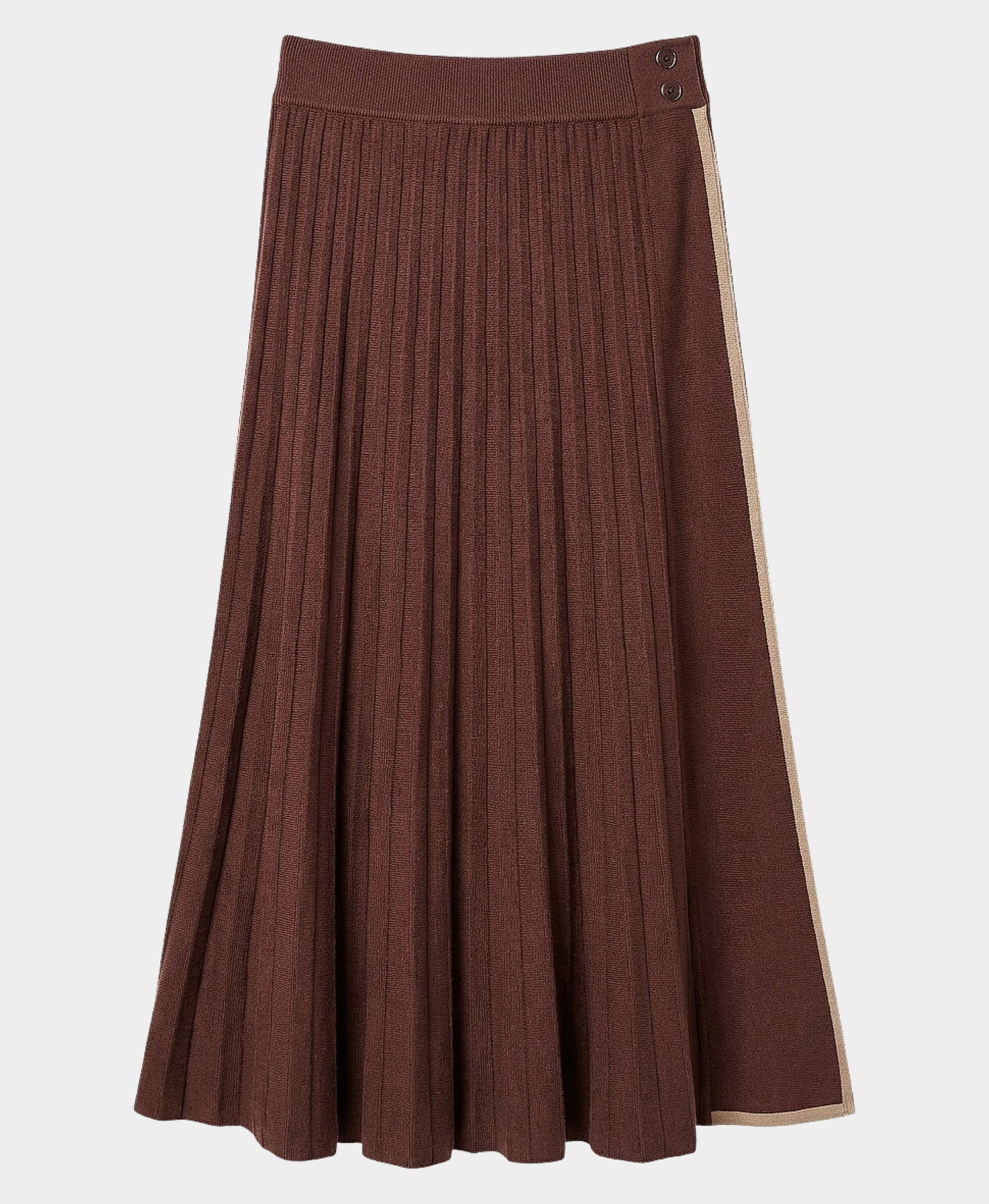 Knit Pleated Skirt w/ Contrast Stripe view 3