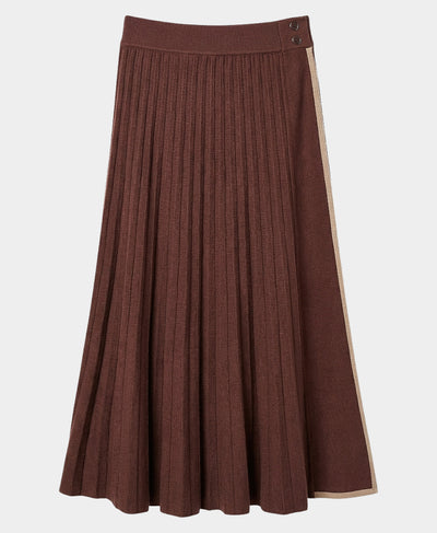 Knit Pleated Skirt w/ Contrast Stripe image 3