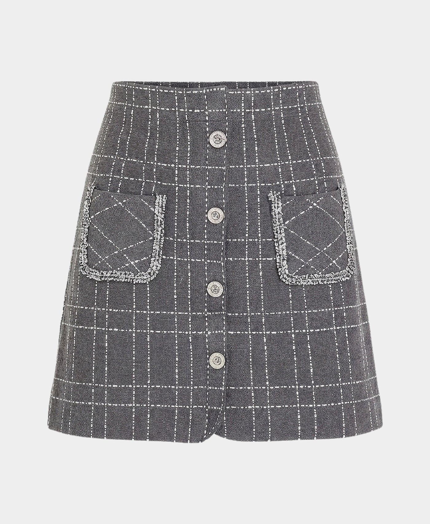 Knit Skirt w/ Tweed & Button Detail view 2