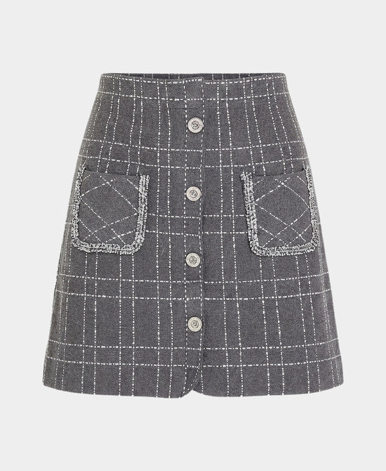 Knit Skirt w/ Tweed & Button Detail view 