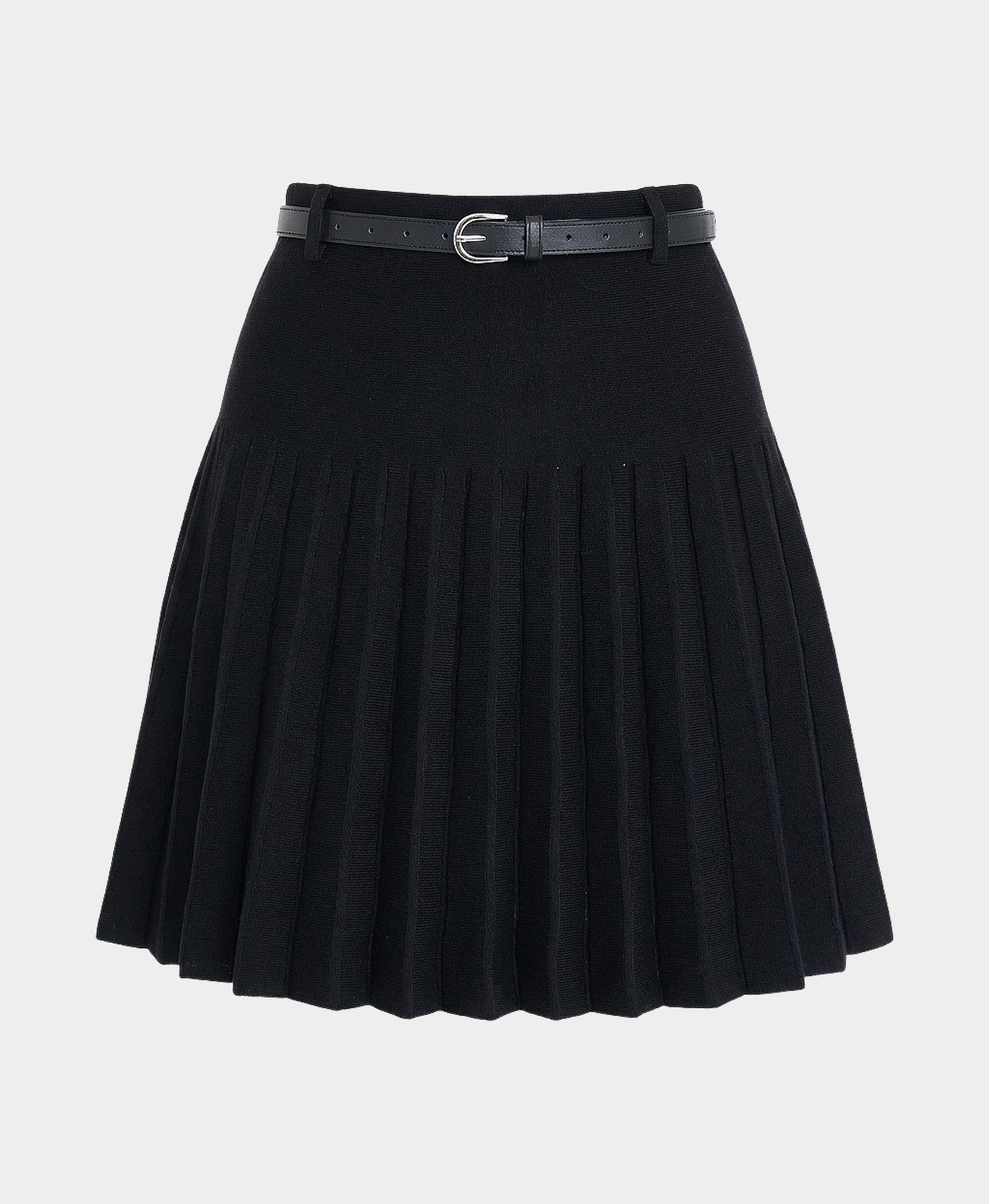 Knit Pleated Skirt w/ Belt view 3