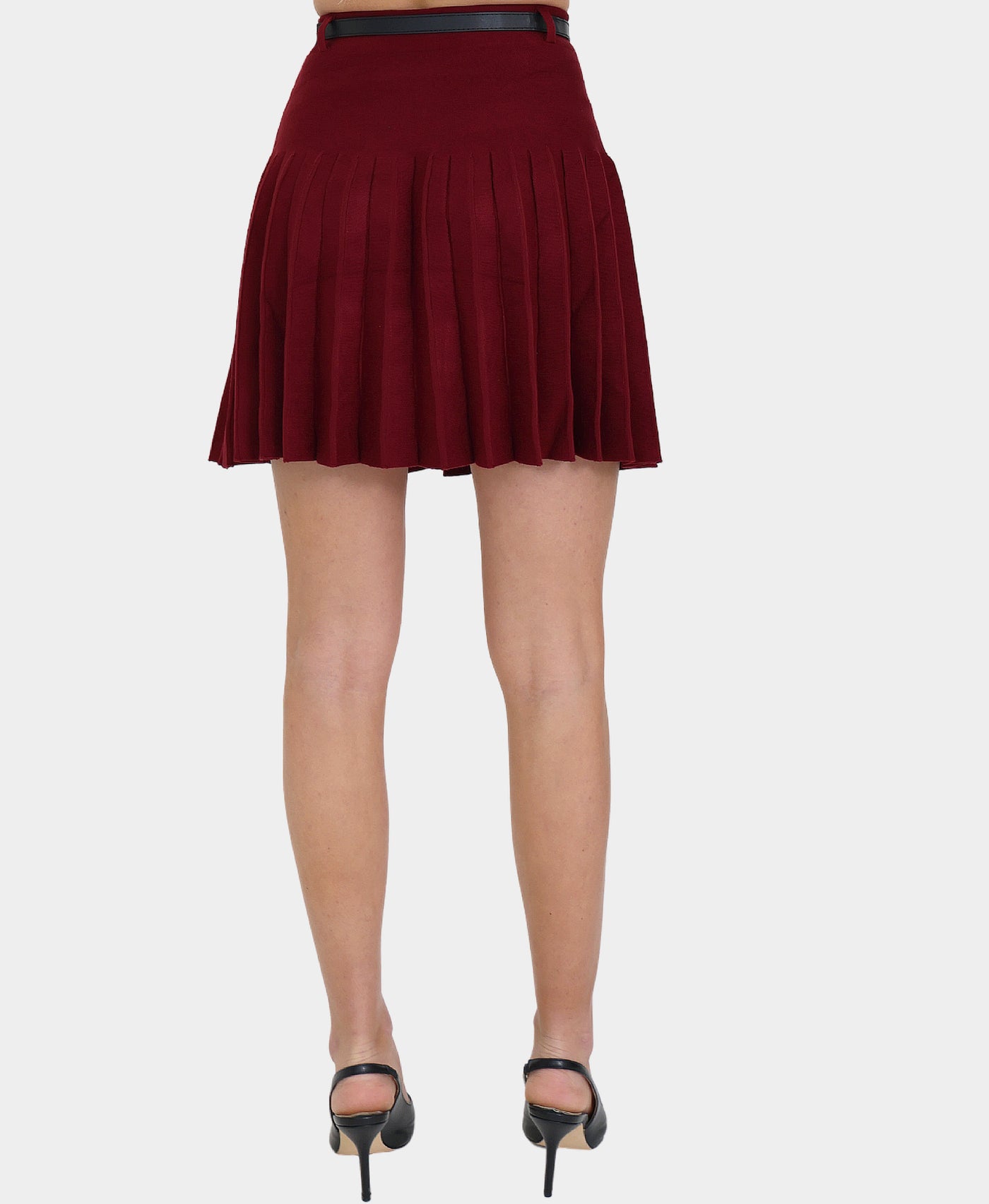 Knit Pleated Skirt w/ Belt view 2