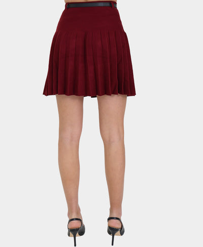 Knit Pleated Skirt w/ Belt image 2