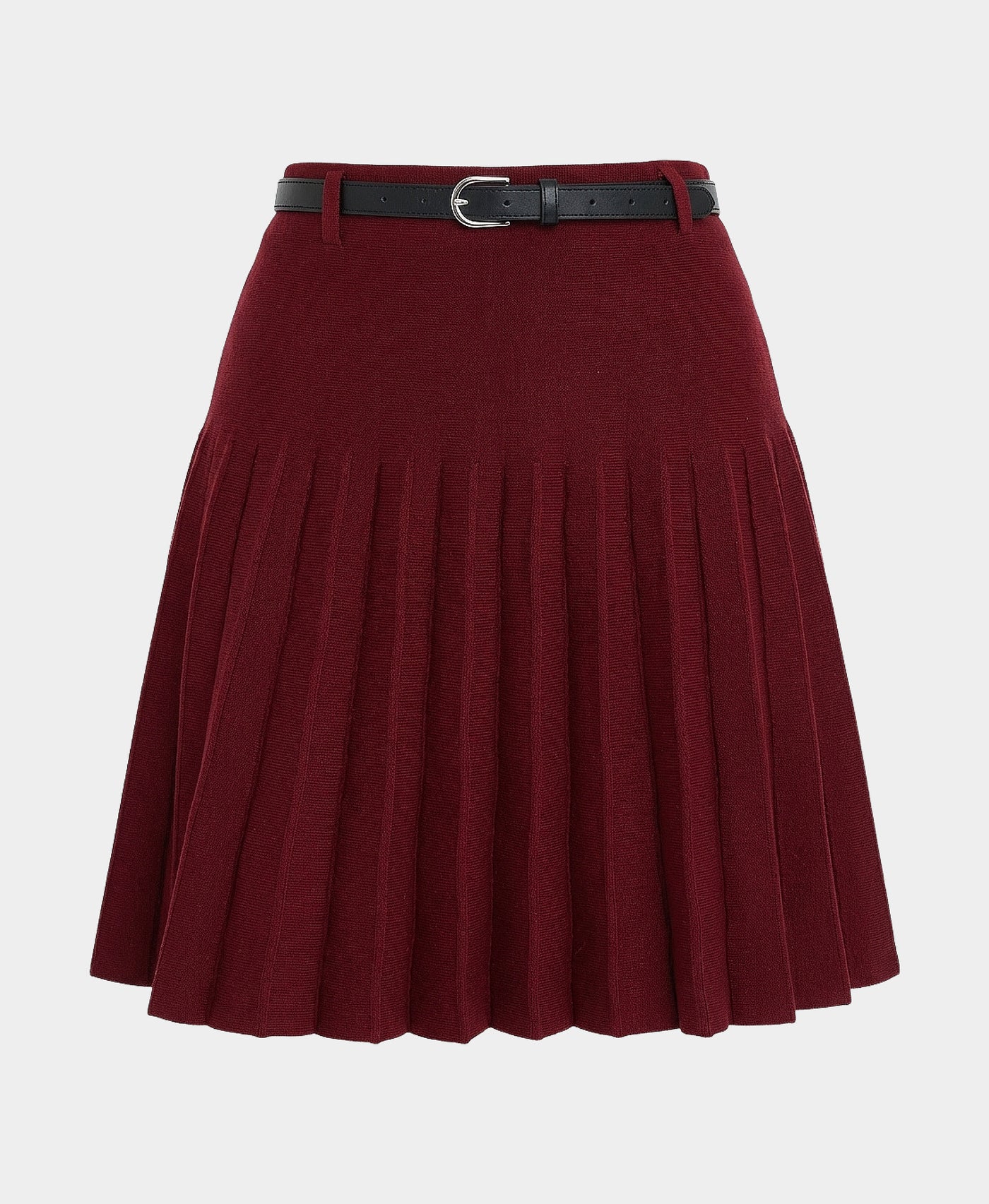 Knit Pleated Skirt w/ Belt view 3