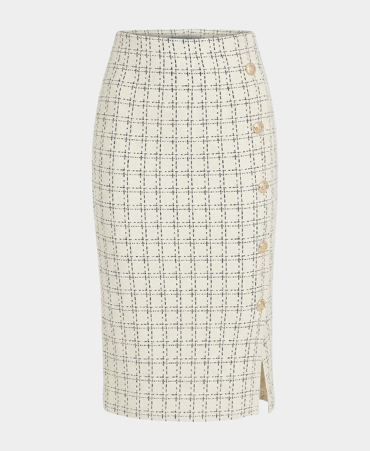 Knit Pencil Skirt w/ Button Detail view 3