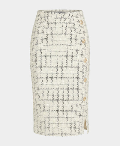 Knit Pencil Skirt w/ Button Detail image 3