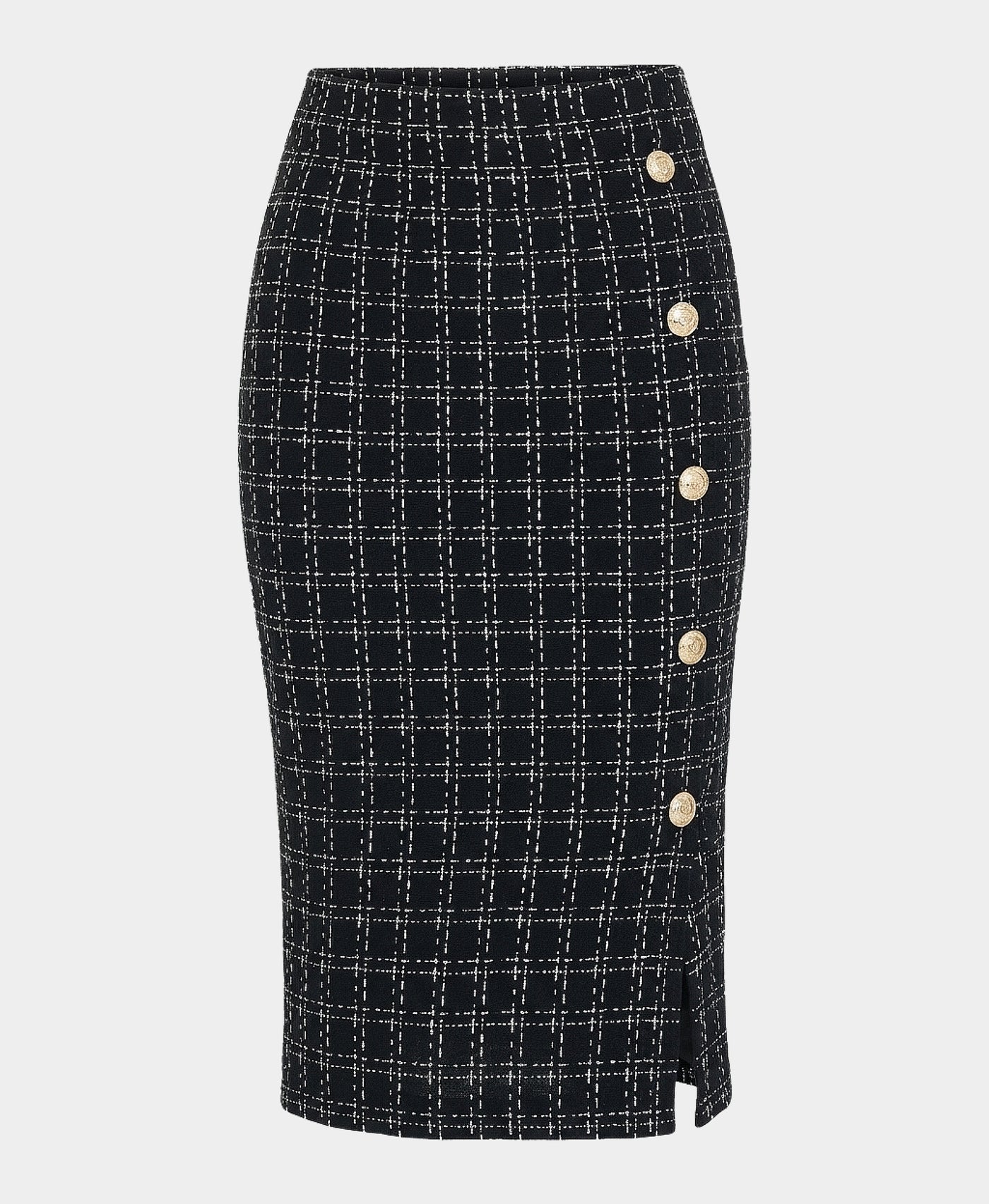 Knit Pencil Skirt w/ Button Detail view 3