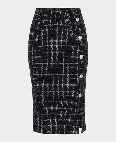 Knit Pencil Skirt w/ Button Detail image 3