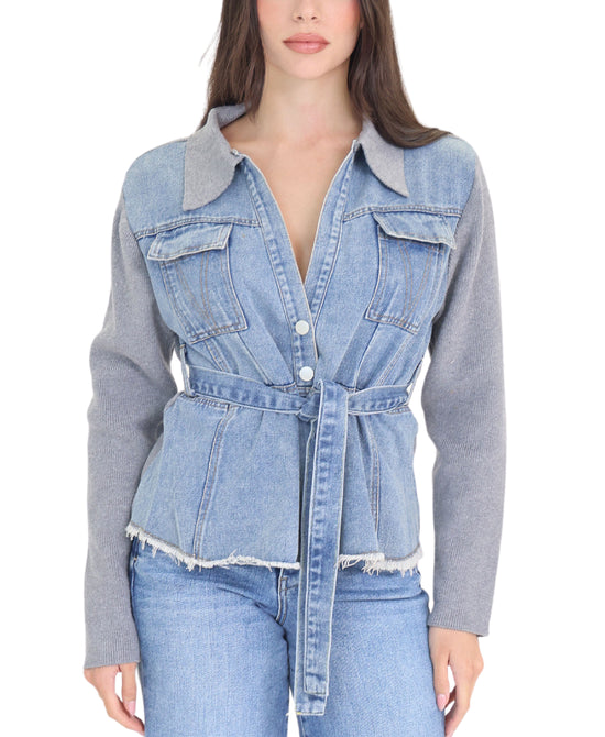 Denim & Knit Cardigan view 