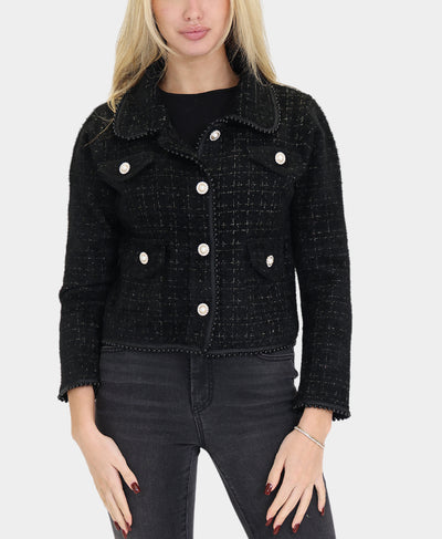 Knit Blazer w/ Pearl Trim image 1