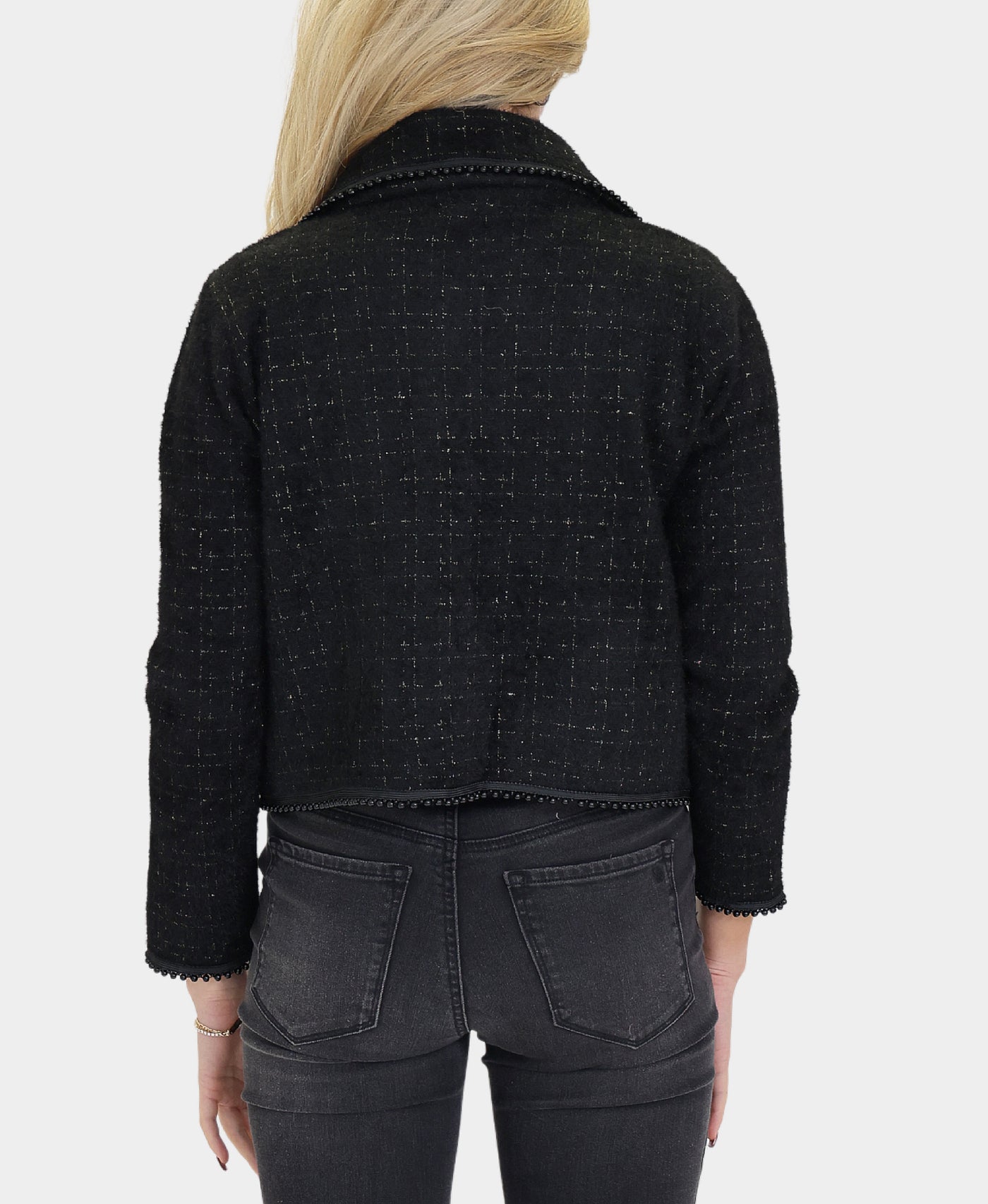 Knit Blazer w/ Pearl Trim view 2