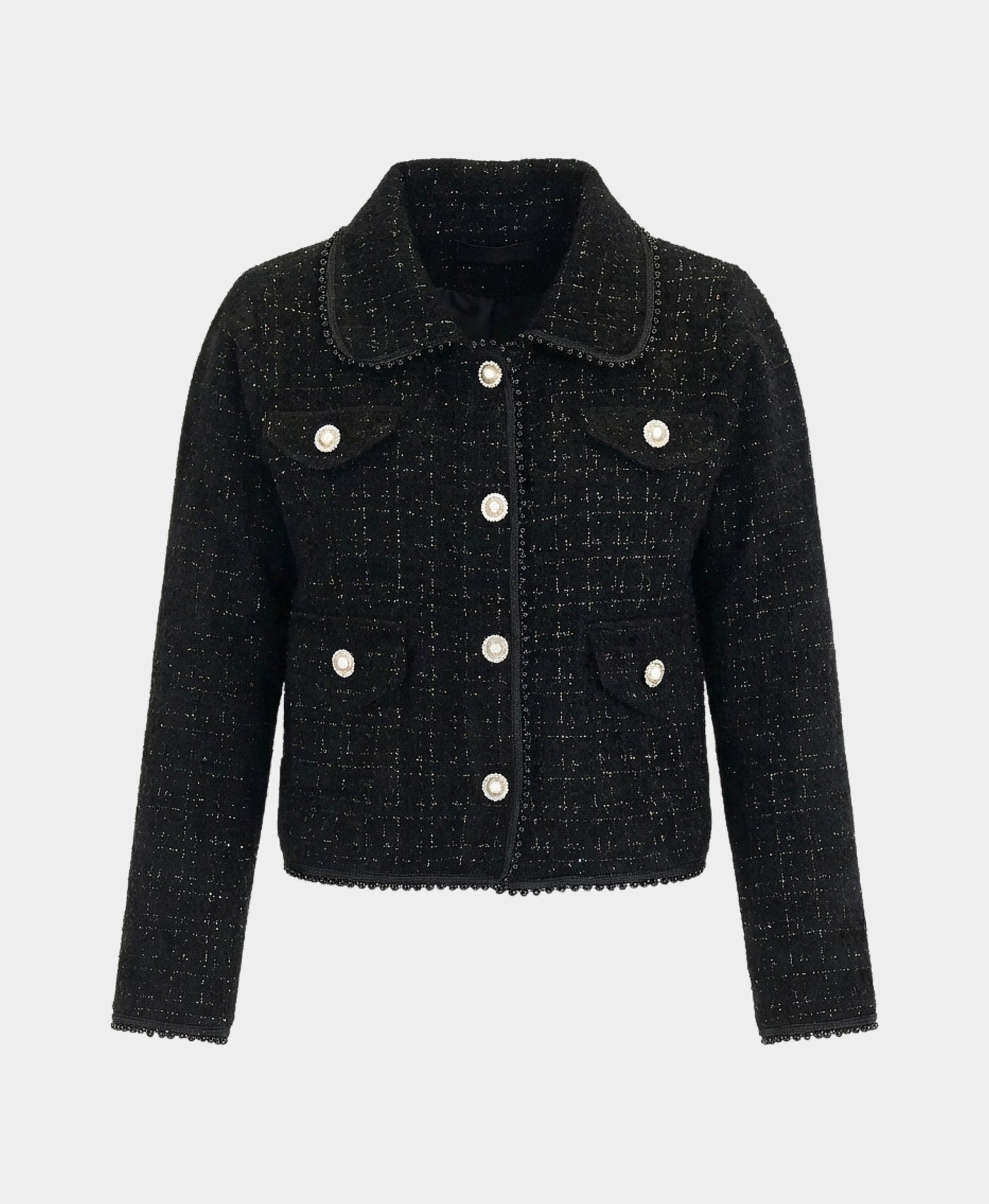 Knit Blazer w/ Pearl Trim view 3