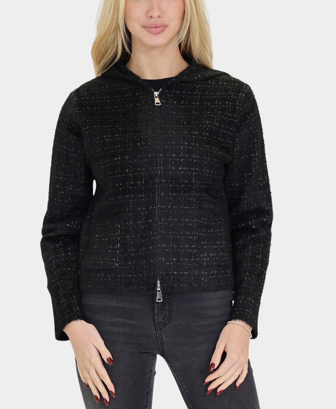 Zip Up Sweater w/ Hood view 1