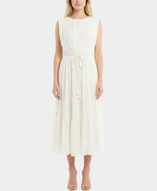 Chiffon Maxi Dress w/ Braided Belt view 1