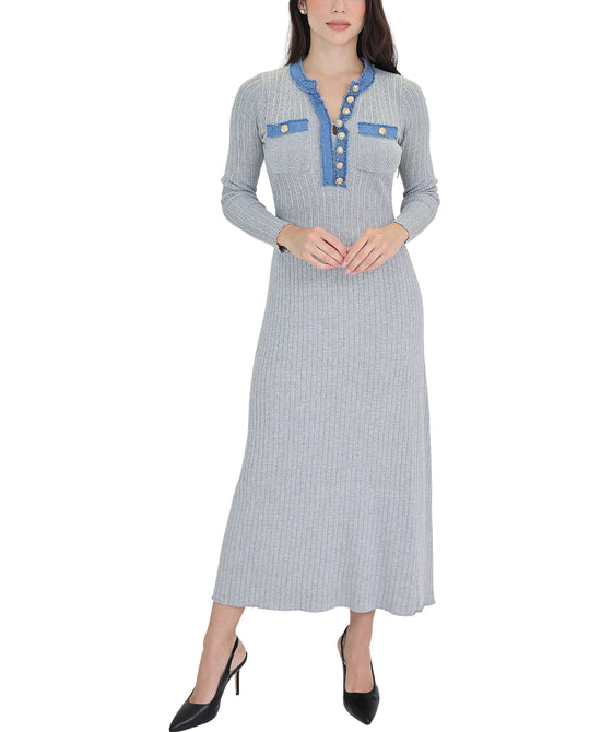 Knit Maxi Dress w/ Denim Trim view 