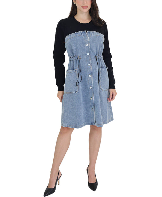 Knit & Denim Combo Dress view 