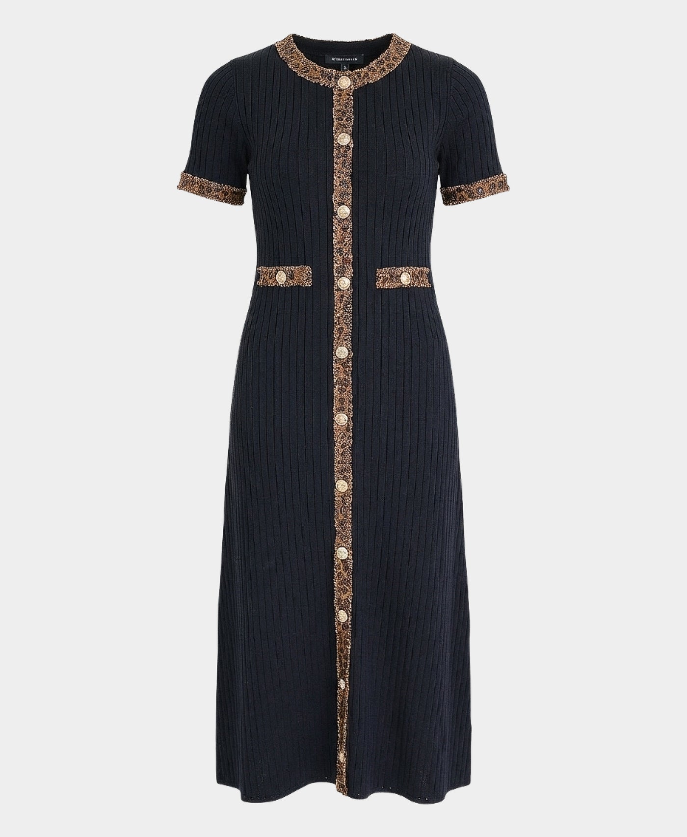 Leopard Trim Midi Dress view 3