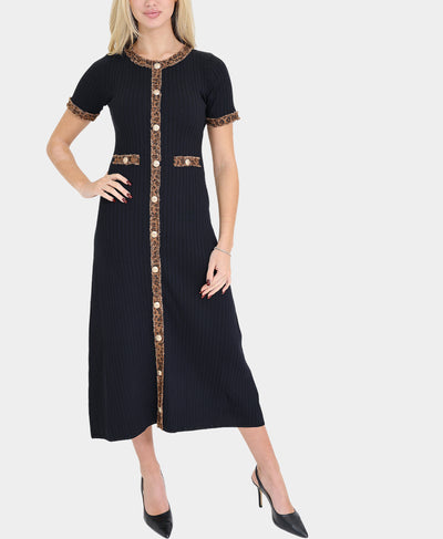 Leopard Trim Midi Dress image 1