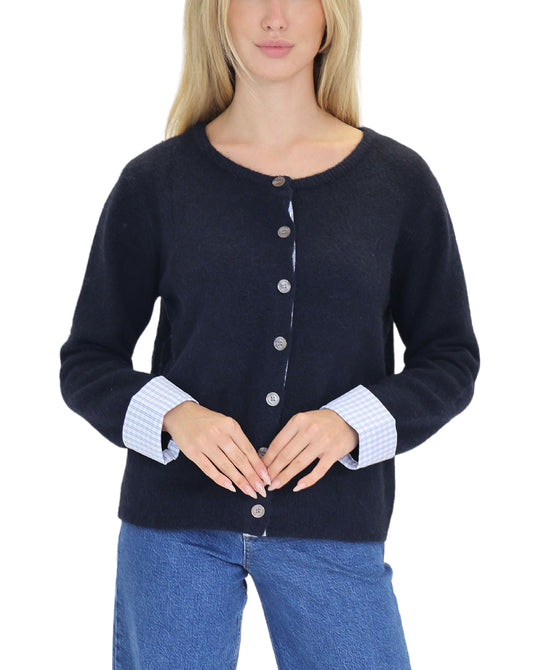 Cardigan Sweater w/ Shirting Trim view 