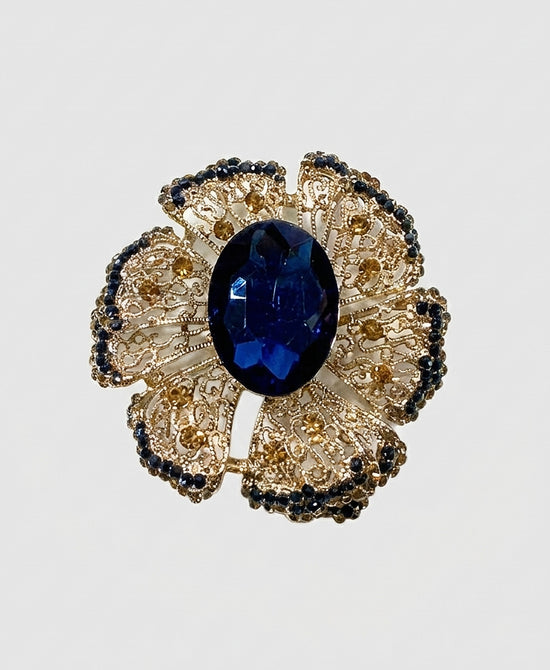
Large Stone Brooch in BLUE/GOLD view 1