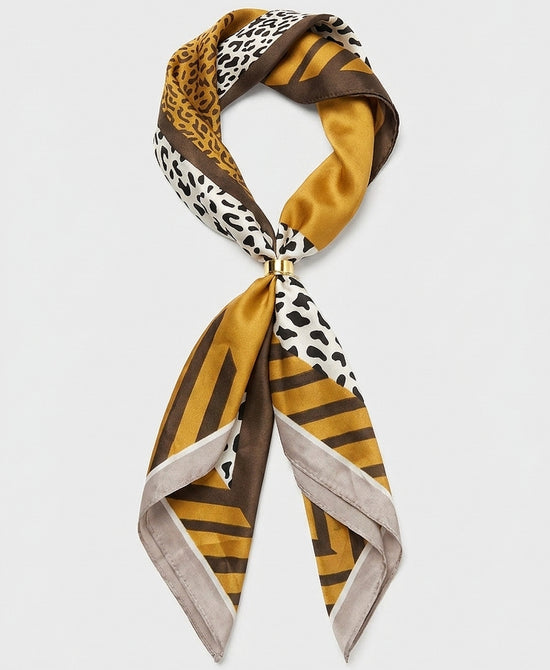 
Animal Printed Stripe Scarf in BROWN MULTI view 2