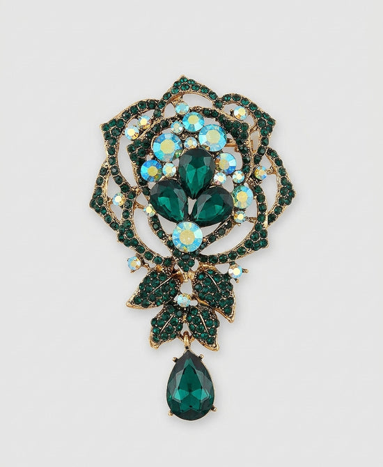 
Crystal Brooch in GREEN view 1