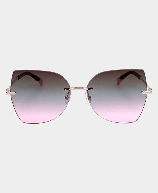 
Oversized Square Rimless Sunglasses in GOLD/PINK view 2