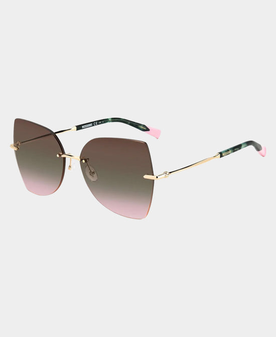 
Oversized Square Rimless Sunglasses in GOLD/PINK view 1