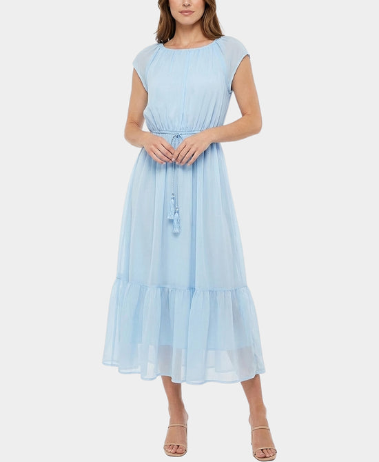 Chiffon Maxi Dress w/ Braided Belt view 1