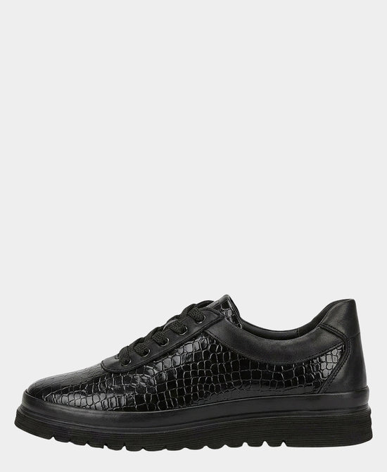 
Patent Leather Croc Print Lace Sneaker in BLACK view 2