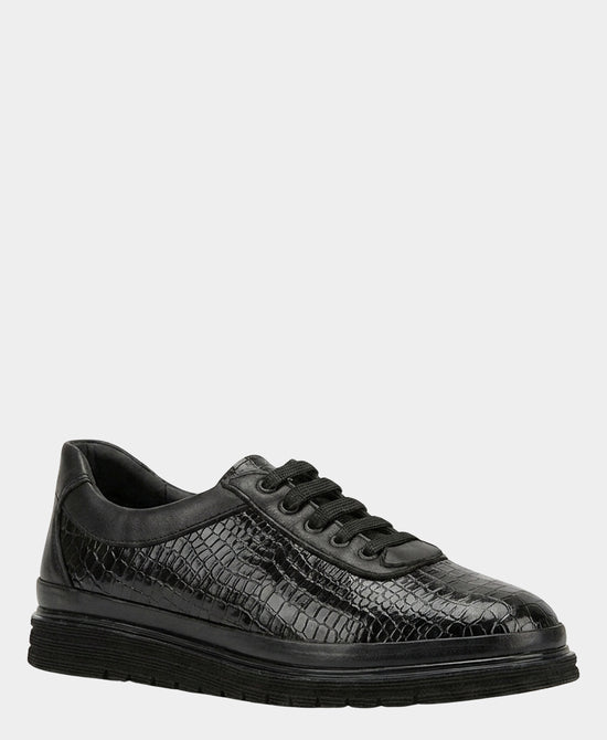 
Patent Leather Croc Print Lace Sneaker in BLACK view 1