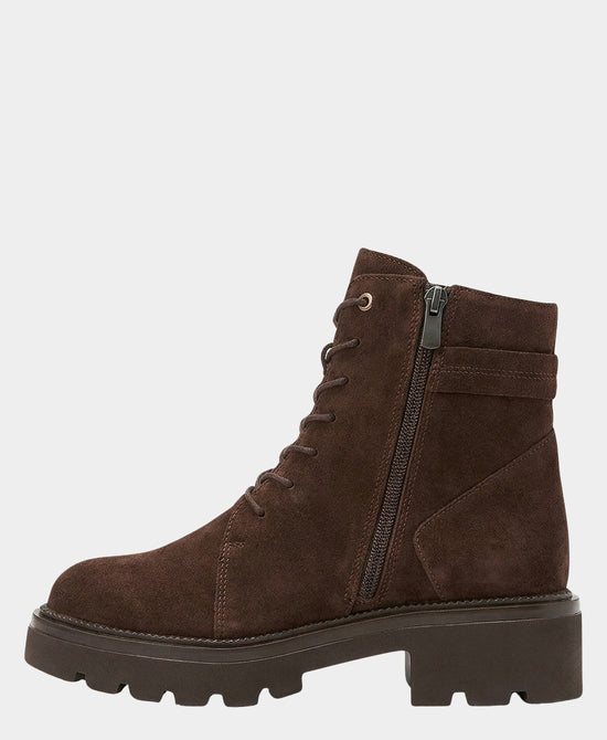 
Suede Gold Buckle Lace Up Bootie in BROWN view 2