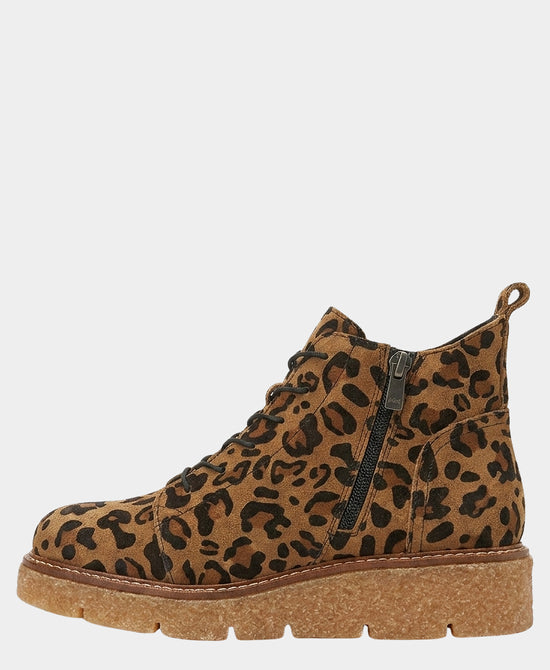 
Suede Leopard Print Lace Up Bootie in BROWN//BLACK view 2