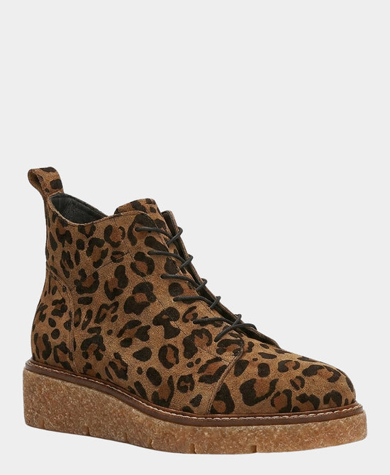 
Suede Leopard Print Lace Up Bootie in BROWN//BLACK view 1