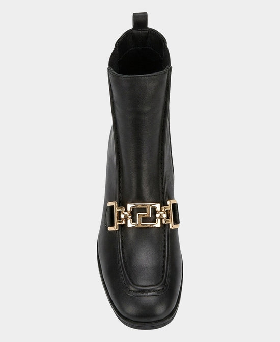 
Leather Gold Buckle Bootie in BLACK view 2
