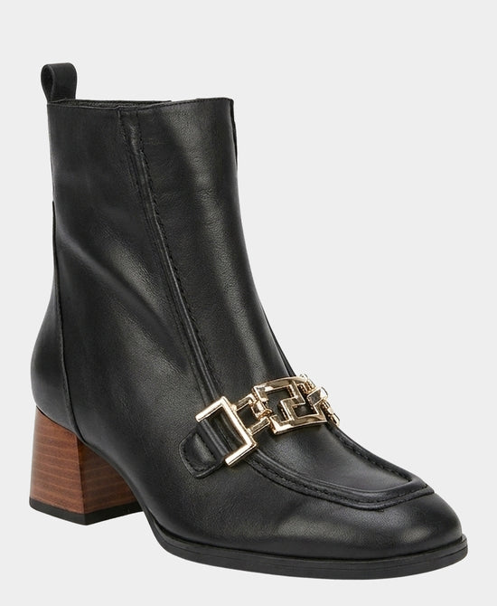 
Leather Gold Buckle Bootie in BLACK view 1