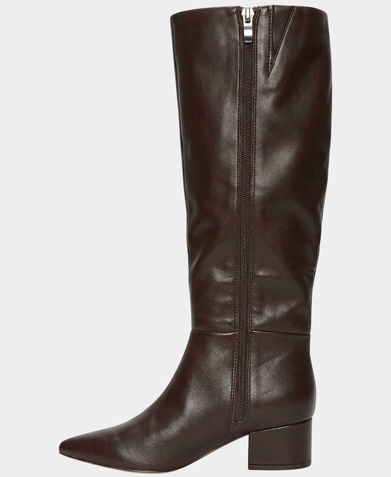 
Faux Leather Heeled Boot in DARK BROWN view 2