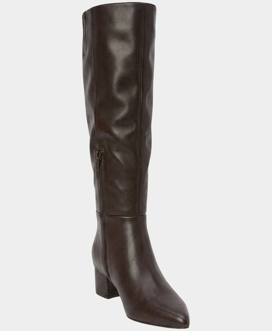 
Faux Leather Heeled Boot in DARK BROWN view 1