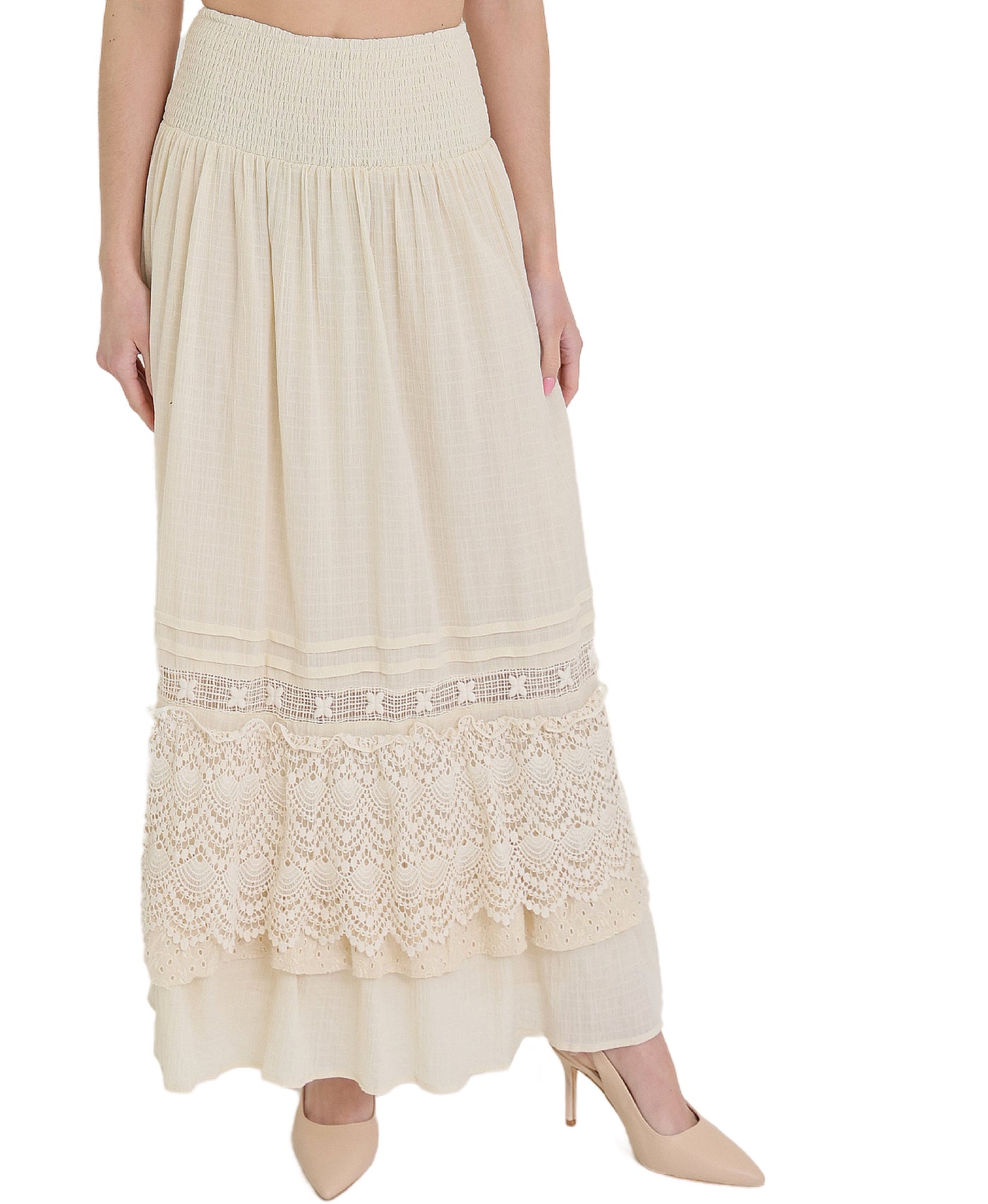 Tiered Lace Maxi Skirt view 1