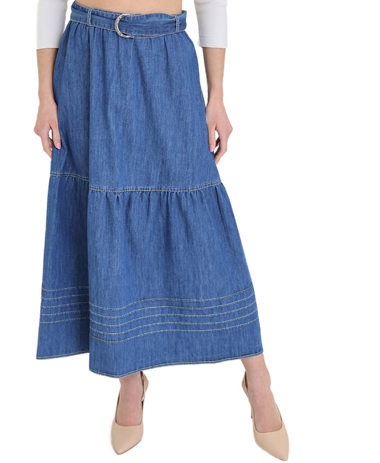 Denim Maxi Skirt view 