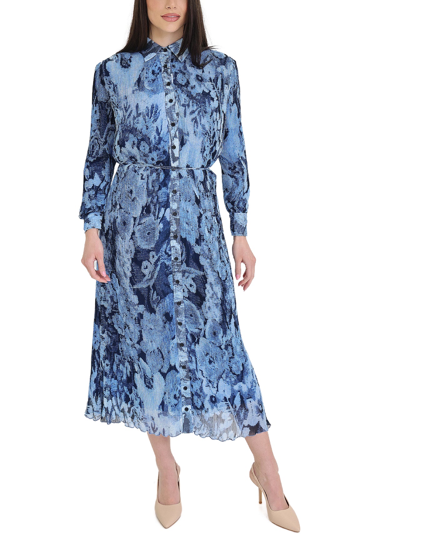 Printed Pleated Maxi Dress view 1