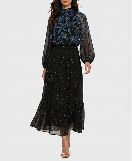 
Printed Polka Dot Maxi Dress in BLACK/BLUE view 1