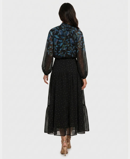 
Printed Polka Dot Maxi Dress in BLACK/BLUE view 2