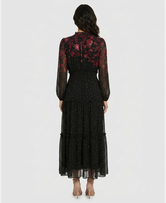 
Printed Polka Dot Maxi Dress in BLACK/RED view 2