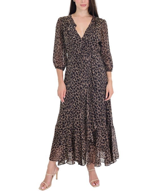 Leopard Print Maxi Surplice Dress view 