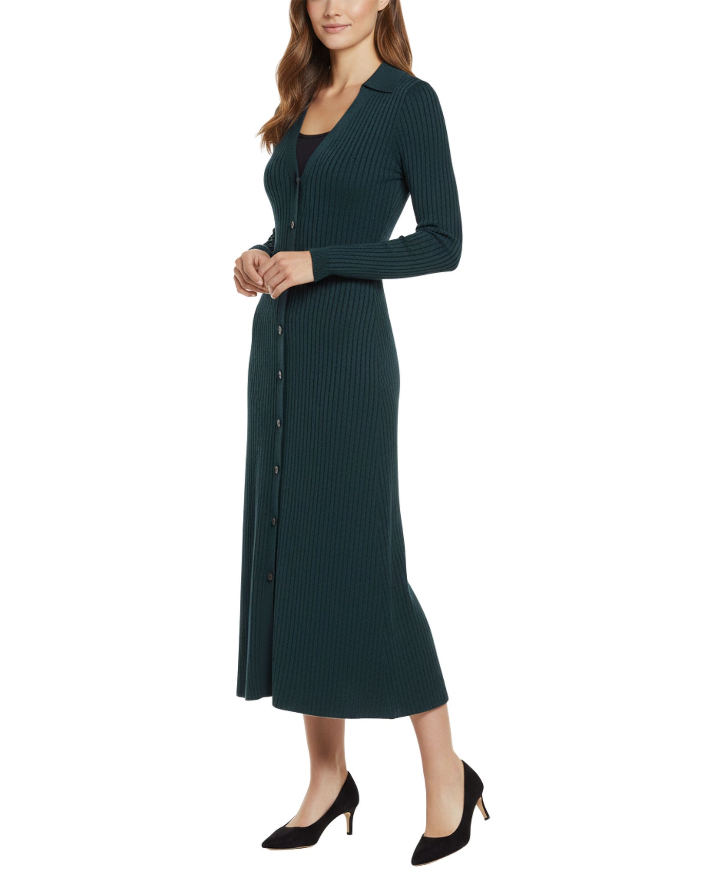 Knit Ribbed Midi Dress view 1