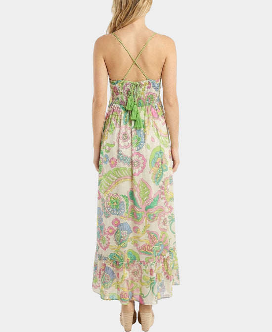 Printed Maxi Dress w/ Crochet view 2