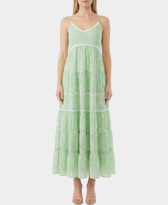 Printed Maxi Dress w/ Scallop Trim view 1