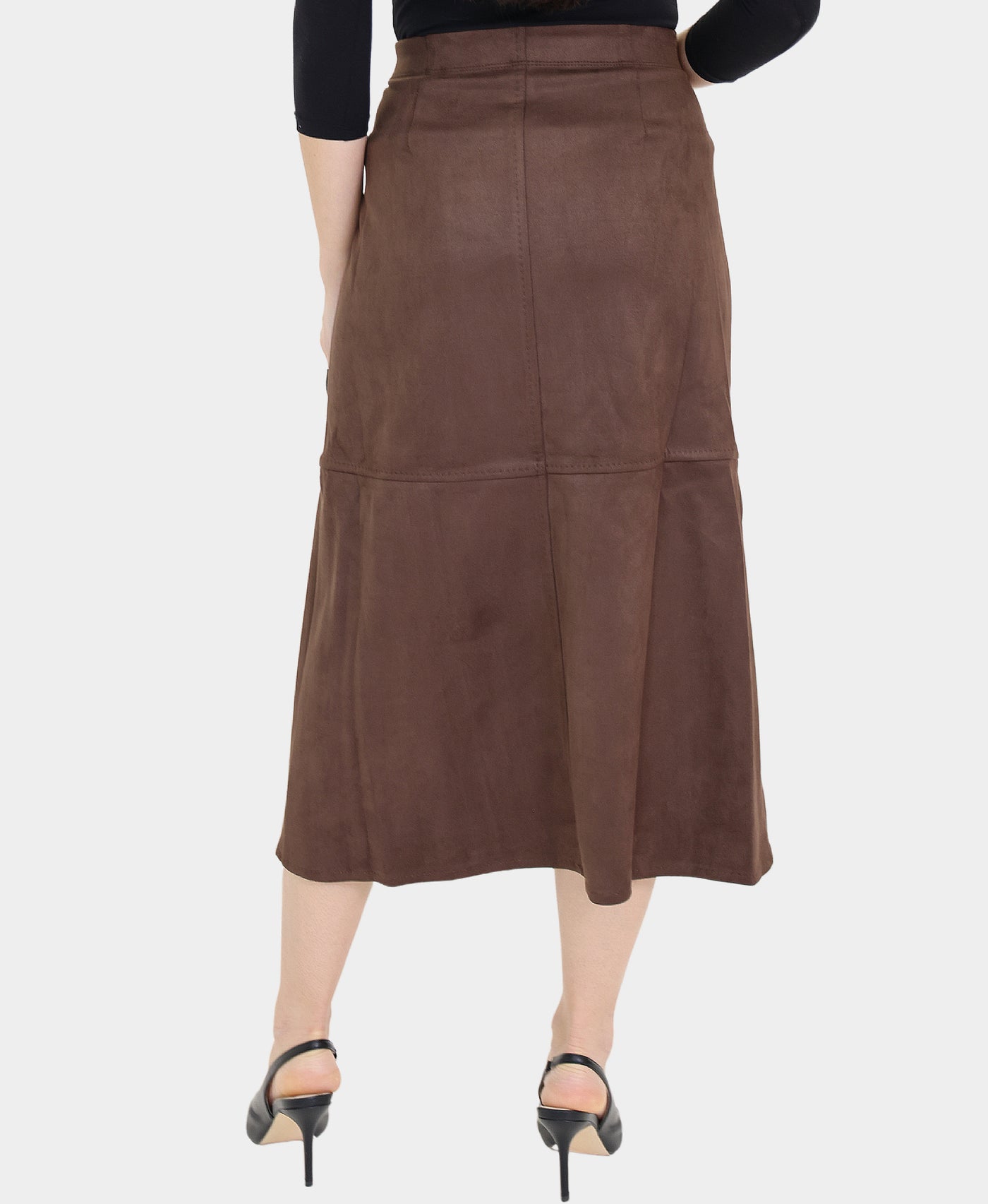 Faux Suede A-Line Midi Skirt view 2
